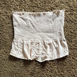 Brandy Melville smocked peplum top linen